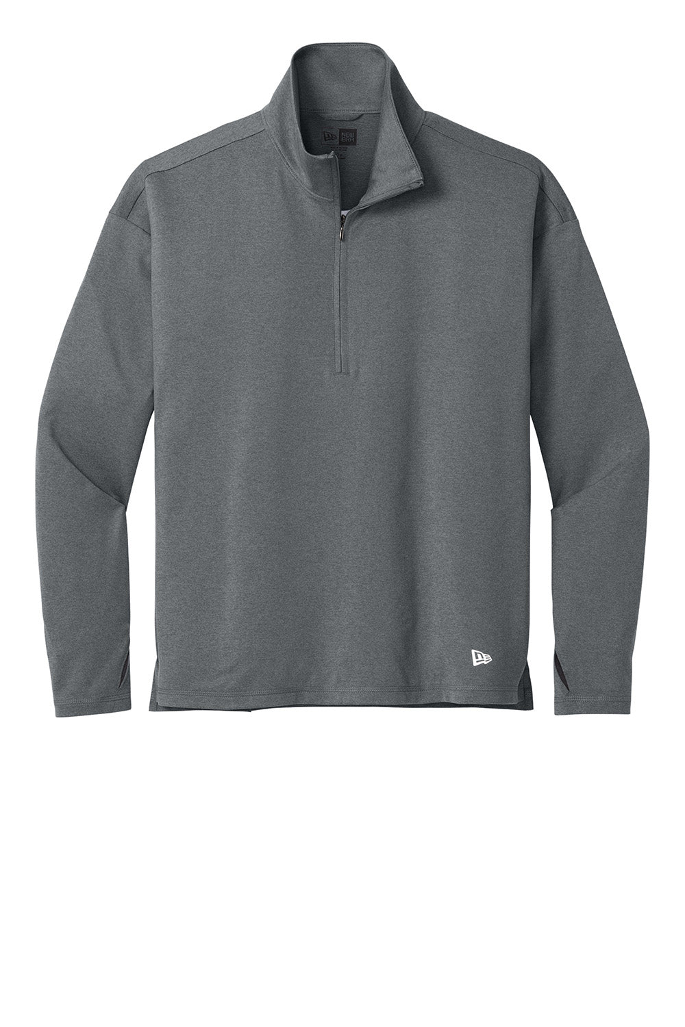 New Era LNEA228 Womens Power 1/4 Zip Sweatshirt Heather Shadow Grey Flat Front