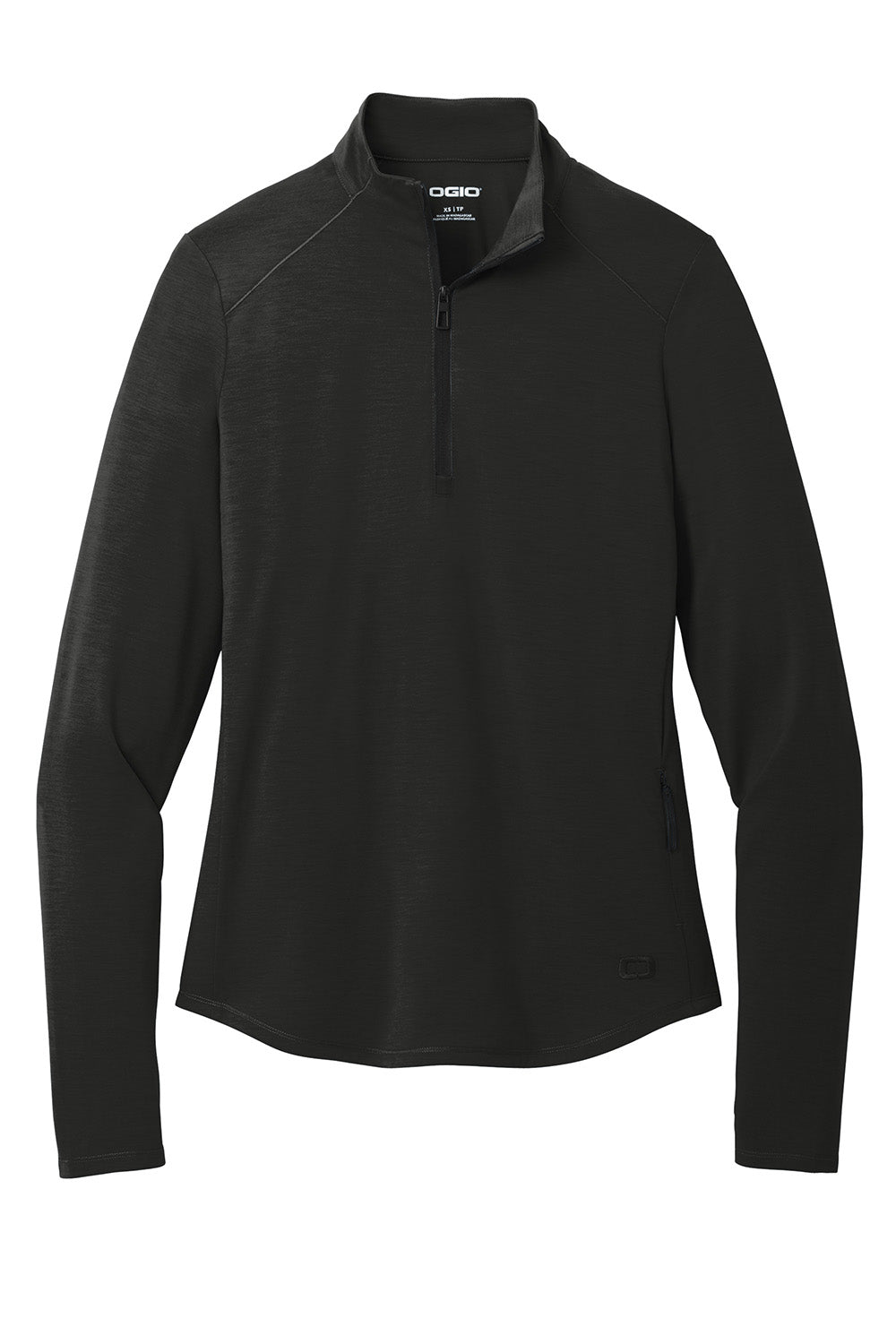 Ogio LOG153 Womens Motion 1/4 Zip Sweatshirt Blacktop Flat Front