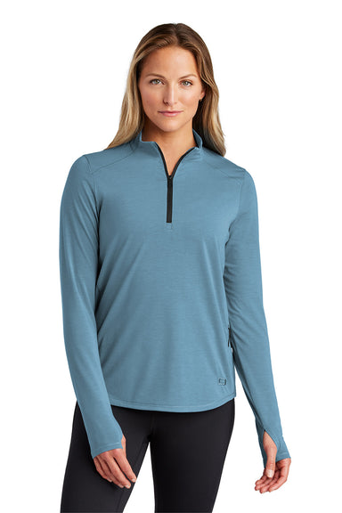 Ogio LOG153 Womens Motion 1/4 Zip Sweatshirt Mist Blue Model Front