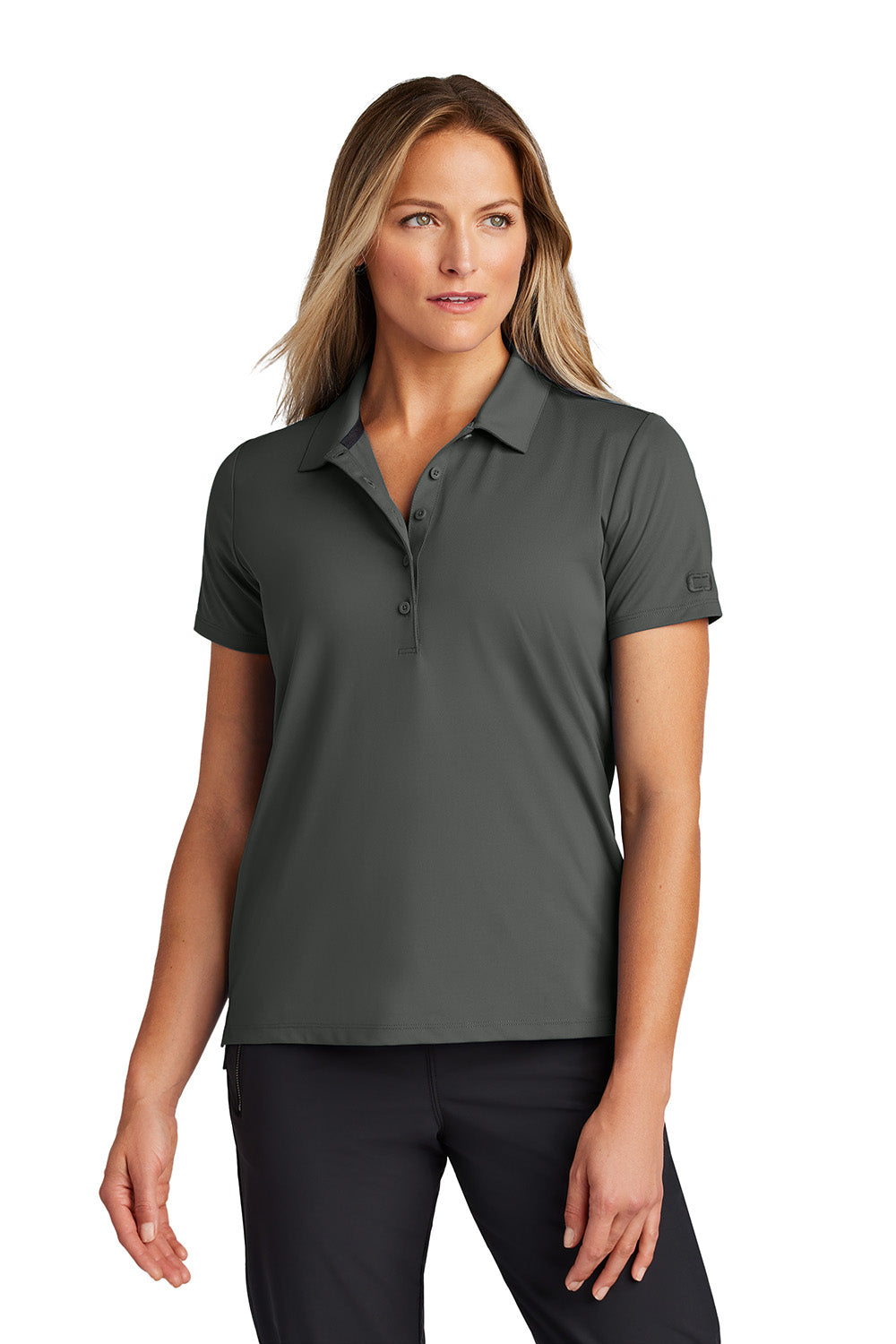 Ogio LOG170 Womens Regain Short Sleeve Polo Shirt Tarmac Grey Model Front