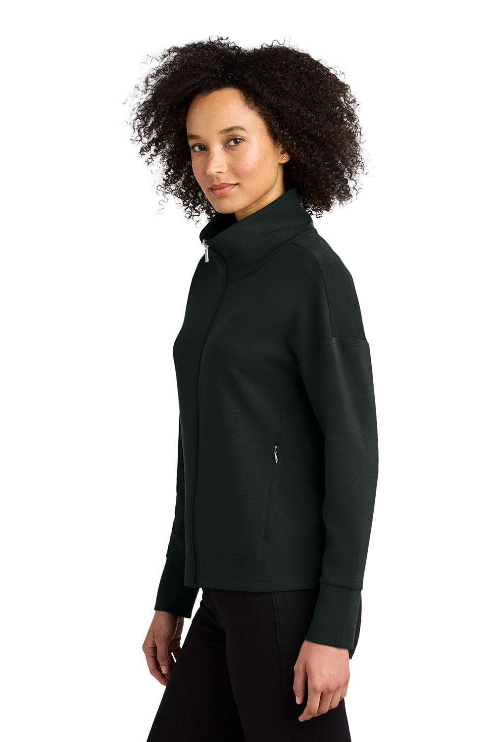 Ogio LOG860 Womens Transcend Full Zip Sweatshirt Blacktop Model Side