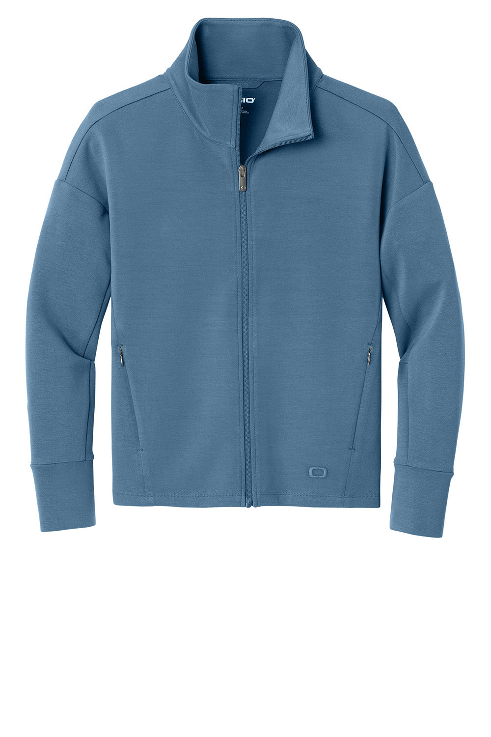 Ogio LOG860 Womens Transcend Full Zip Sweatshirt Mist Blue Flat Front