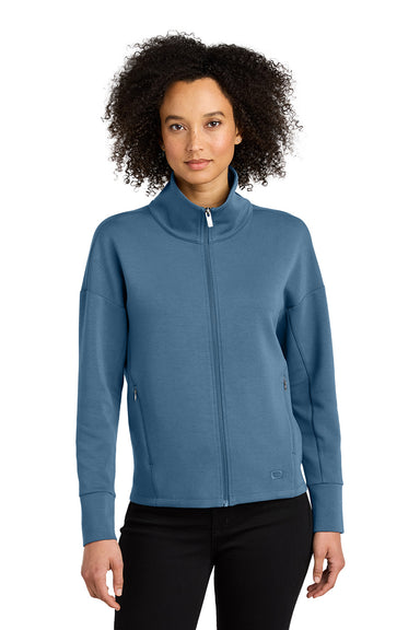 Ogio LOG860 Womens Transcend Full Zip Sweatshirt Mist Blue Model Front