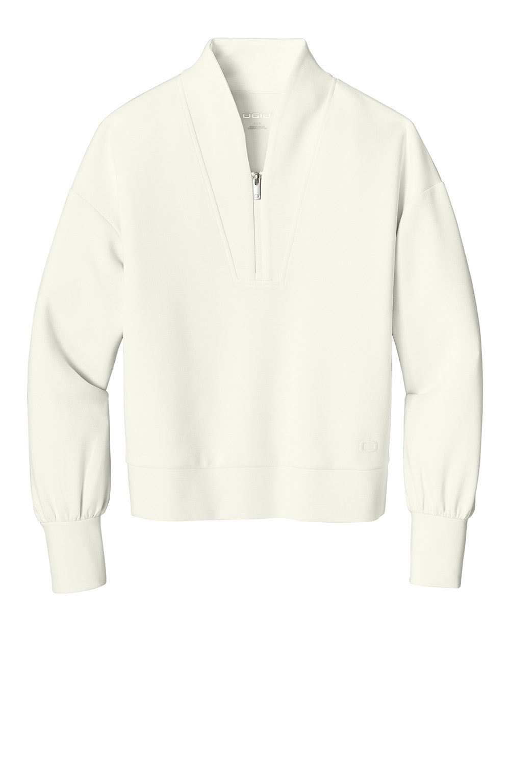 Ogio LOG861 Womens Transcend 1/4 Zip Sweatshirt Opal White Flat Front