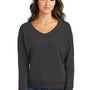 Port & Company Womens Beach Wash Garment Dyed V-Neck Sweatshirt - Coal Grey