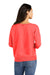 Port & Company LPC098V Womens Beach Wash Garment Dyed V-Neck Sweatshirt Poppy Red Model Back