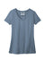 Port & Company LPC099V Womens Beach Wash Garment Dyed Short Sleeve V-Neck T-Shirt Faded Denim Blue Flat Front