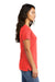 Port & Company LPC099V Womens Beach Wash Garment Dyed Short Sleeve V-Neck T-Shirt Poppy Red Model Side