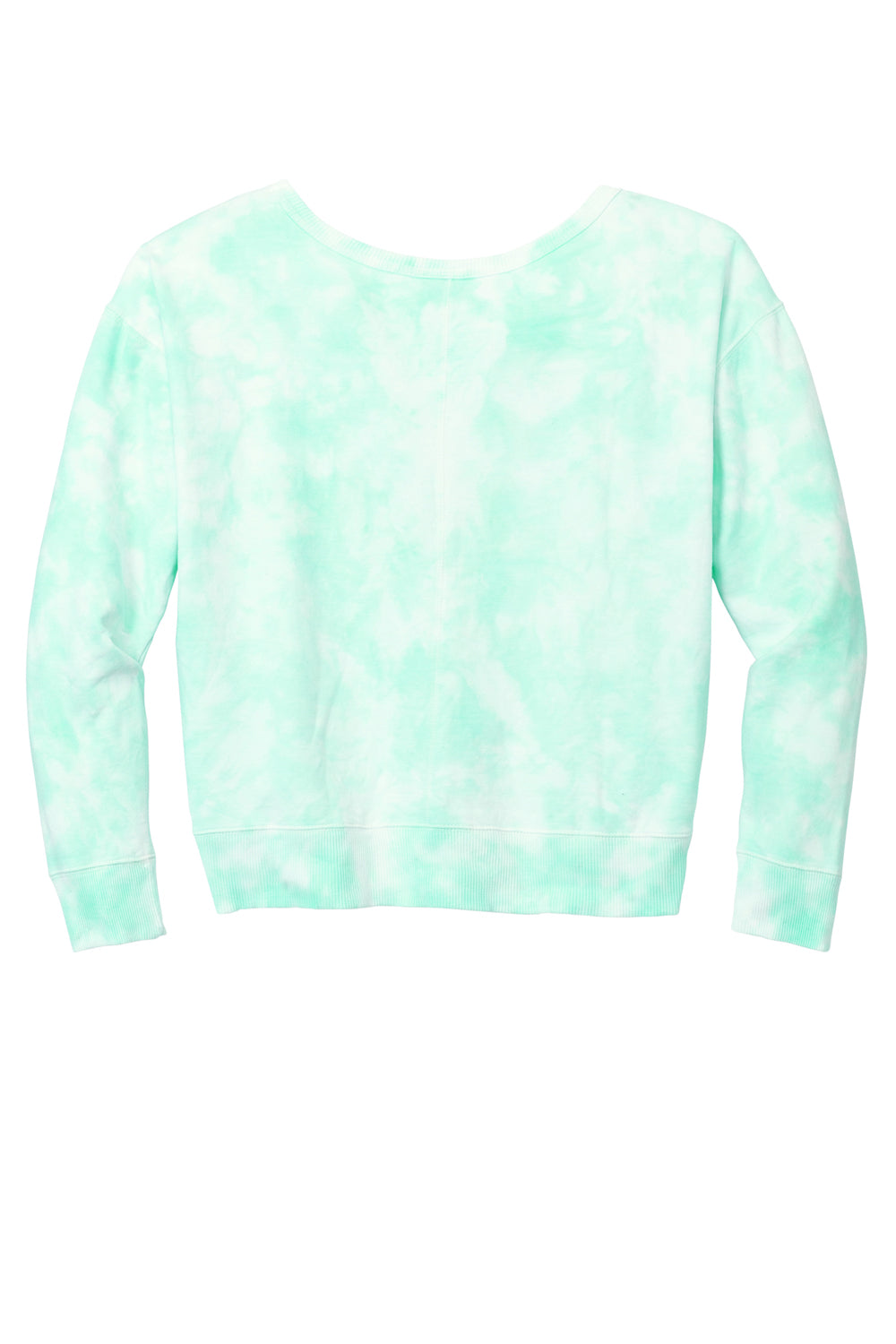 Port & Company LPC140V Womens Beach Wash Tie Dye V-Neck Sweatshirt Cool Mint Green Flat Back