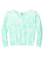 Port & Company LPC140V Womens Beach Wash Tie Dye V-Neck Sweatshirt Cool Mint Green Flat Front