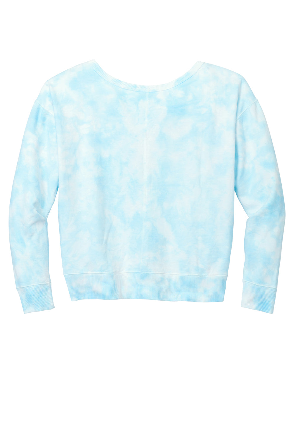 Port & Company LPC140V Womens Beach Wash Tie Dye V-Neck Sweatshirt Glacier Blue Flat Back