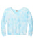 Port & Company LPC140V Womens Beach Wash Tie Dye V-Neck Sweatshirt Glacier Blue Flat Front