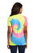 Port & Company LPC147V Womens Tie-Dye Short Sleeve V-Neck T-Shirt Neon Rainbow Model Back