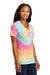 Port & Company LPC147V Womens Tie-Dye Short Sleeve V-Neck T-Shirt Pastel Rainbow Model 3q