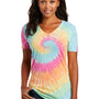 Port & Company Womens Tie-Dye Short Sleeve V-Neck T-Shirt - Pastel Rainbow