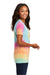 Port & Company LPC147V Womens Tie-Dye Short Sleeve V-Neck T-Shirt Pastel Rainbow Model Side