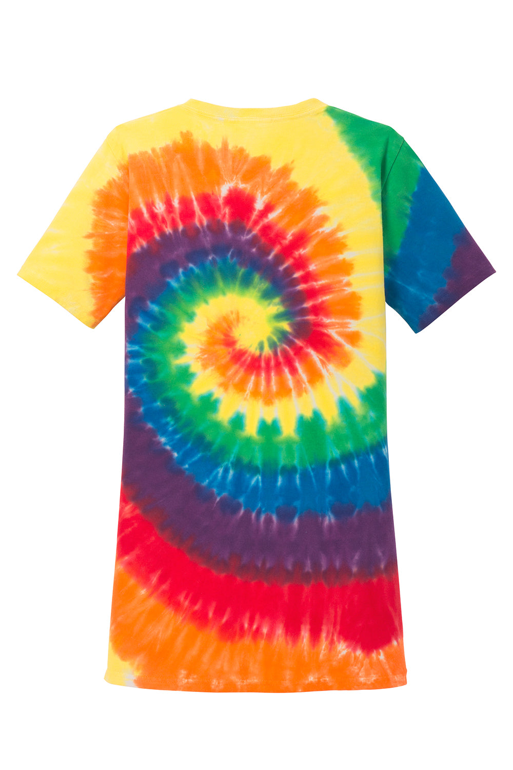 Port & Company LPC147V Womens Tie-Dye Short Sleeve V-Neck T-Shirt Rainbow Flat Back