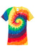 Port & Company LPC147V Womens Tie-Dye Short Sleeve V-Neck T-Shirt Rainbow Flat Front