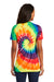 Port & Company LPC147V Womens Tie-Dye Short Sleeve V-Neck T-Shirt Rainbow Model Back