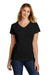 Port & Company LPC330V Womens Short Sleeve V-Neck T-Shirt Black Model Front