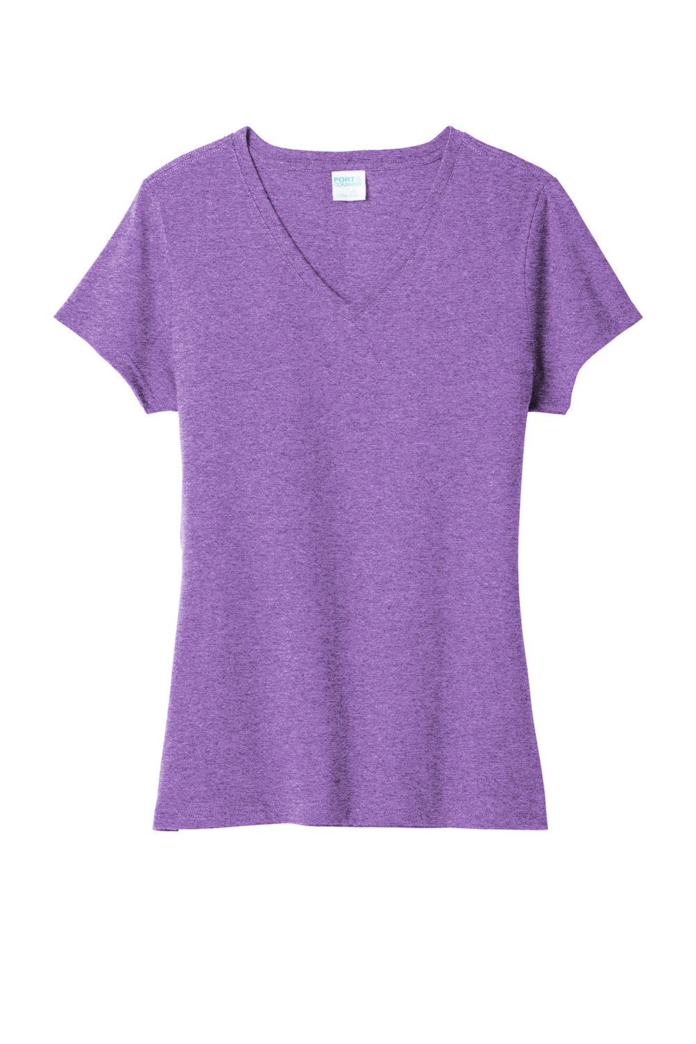 Port & Company LPC330V Womens Short Sleeve V-Neck T-Shirt Heather Team Purple Flat Front