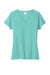 Port & Company LPC330V Womens Short Sleeve V-Neck T-Shirt Heather Vivid Teal Green Flat Front