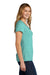 Port & Company LPC330V Womens Short Sleeve V-Neck T-Shirt Heather Vivid Teal Green Model Side