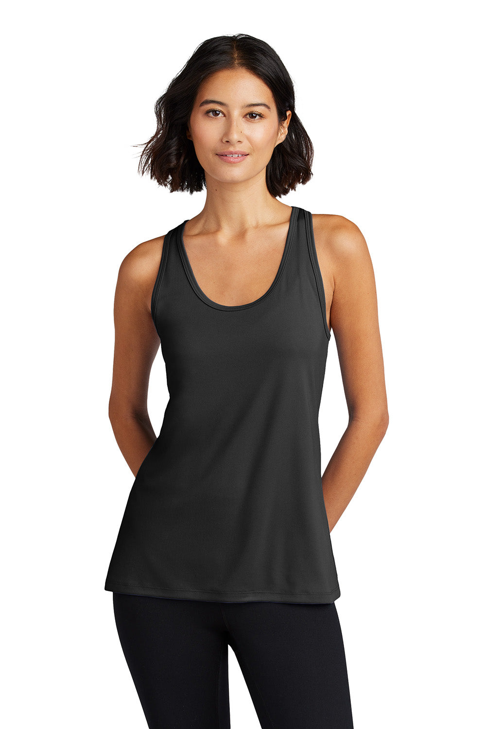 Port & Company LPC380TT Womens Performance Tank Top Jet Black Model Front