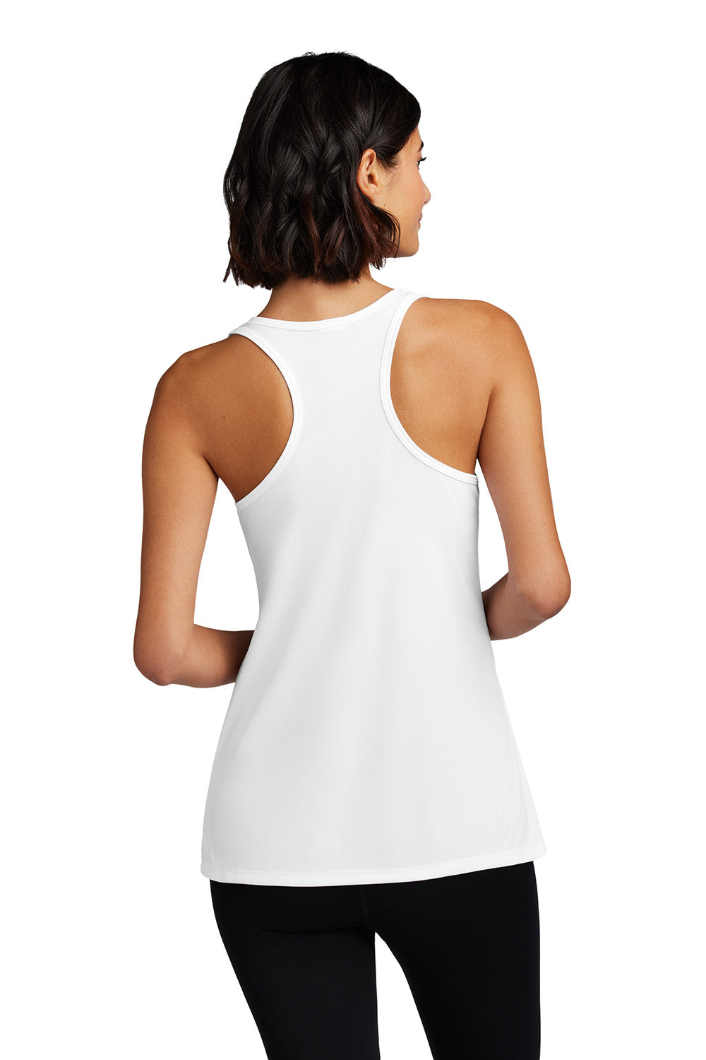 Port & Company LPC380TT Womens Performance Tank Top White Model Back