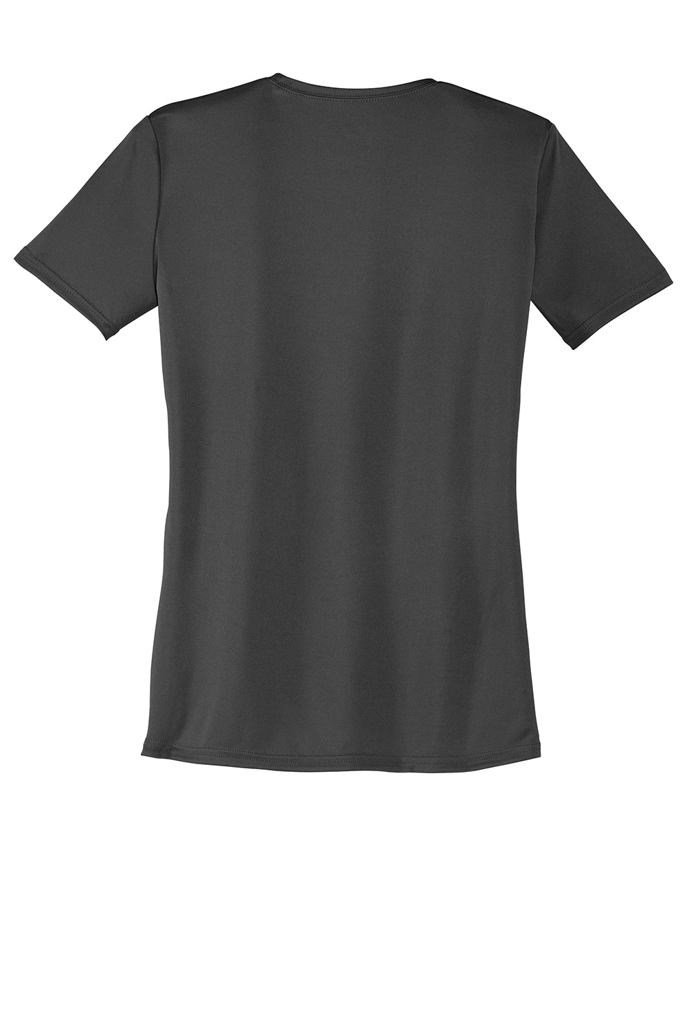 Port & Company LPC380 Womens Dry Zone Performance Moisture Wicking Short Sleeve Crewneck T-Shirt Charcoal Grey Flat Back