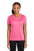 Port & Company LPC380 Womens Dry Zone Performance Moisture Wicking Short Sleeve Crewneck T-Shirt Neon Pink Model Front