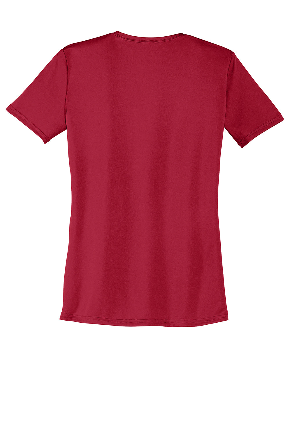 Port & Company LPC380 Womens Dry Zone Performance Moisture Wicking Short Sleeve Crewneck T-Shirt Red Flat Back