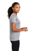 Port & Company LPC380 Womens Dry Zone Performance Moisture Wicking Short Sleeve Crewneck T-Shirt Silver Grey Model Side