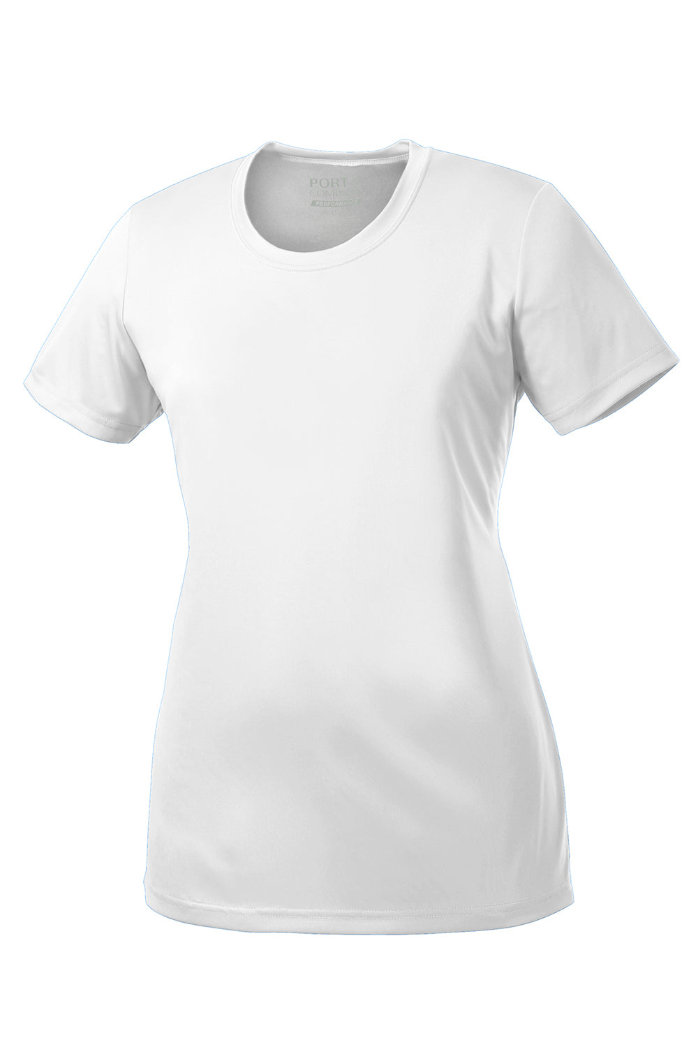 Port & Company LPC380 Womens Dry Zone Performance Moisture Wicking Short Sleeve Crewneck T-Shirt White Flat Front