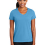 Port & Company Womens Dry Zone Performance Moisture Wicking Short Sleeve V-Neck T-Shirt - Aquatic Blue