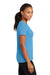 Port & Company LPC381V Womens Dry Zone Performance Moisture Wicking Short Sleeve V-Neck T-Shirt Aquatic Blue Model Side