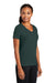 Port & Company LPC381V Womens Dry Zone Performance Moisture Wicking Short Sleeve V-Neck T-Shirt Dark Green Model 3q