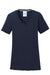 Port & Company LPC381V Womens Dry Zone Performance Moisture Wicking Short Sleeve V-Neck T-Shirt Deep Navy Blue Flat Front