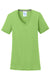 Port & Company LPC381V Womens Dry Zone Performance Moisture Wicking Short Sleeve V-Neck T-Shirt Lime Green Flat Front