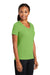 Port & Company LPC381V Womens Dry Zone Performance Moisture Wicking Short Sleeve V-Neck T-Shirt Lime Green Model 3q