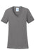 Port & Company LPC381V Womens Dry Zone Performance Moisture Wicking Short Sleeve V-Neck T-Shirt Medium Grey Flat Front