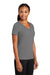 Port & Company LPC381V Womens Dry Zone Performance Moisture Wicking Short Sleeve V-Neck T-Shirt Medium Grey Model 3q