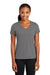 Port & Company LPC381V Womens Dry Zone Performance Moisture Wicking Short Sleeve V-Neck T-Shirt Medium Grey Model Front