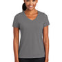 Port & Company Womens Dry Zone Performance Moisture Wicking Short Sleeve V-Neck T-Shirt - Medium Grey