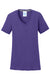 Port & Company LPC381V Womens Dry Zone Performance Moisture Wicking Short Sleeve V-Neck T-Shirt Purple Flat Front