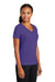 Port & Company LPC381V Womens Dry Zone Performance Moisture Wicking Short Sleeve V-Neck T-Shirt Purple Model 3q