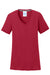 Port & Company LPC381V Womens Dry Zone Performance Moisture Wicking Short Sleeve V-Neck T-Shirt Red Flat Front