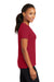 Port & Company LPC381V Womens Dry Zone Performance Moisture Wicking Short Sleeve V-Neck T-Shirt Red Model Side