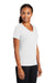 Port & Company LPC381V Womens Dry Zone Performance Moisture Wicking Short Sleeve V-Neck T-Shirt White Model 3q