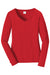 Port & Company LPC450VLS Womens Fan Favorite Long Sleeve V-Neck T-Shirt Bright Red Flat Front